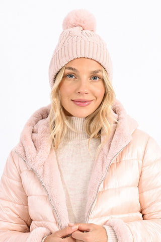 Cable Knit Pom Beanie