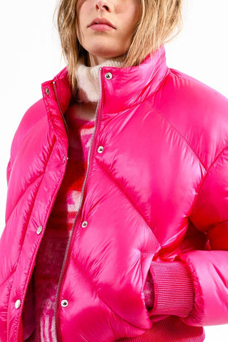 Vibrant Mock Neck Puffer Coat