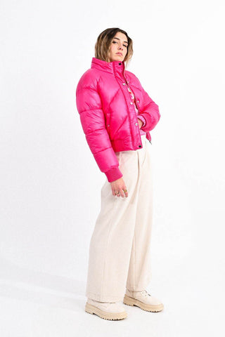 Vibrant Mock Neck Puffer Coat