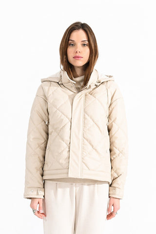 Quilted Puff Button Detailed Coat