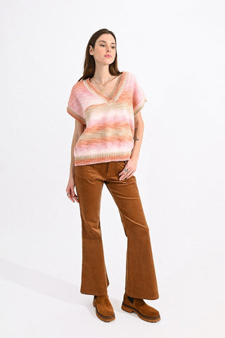 Ombre Stripe Short Sleeve Sweater