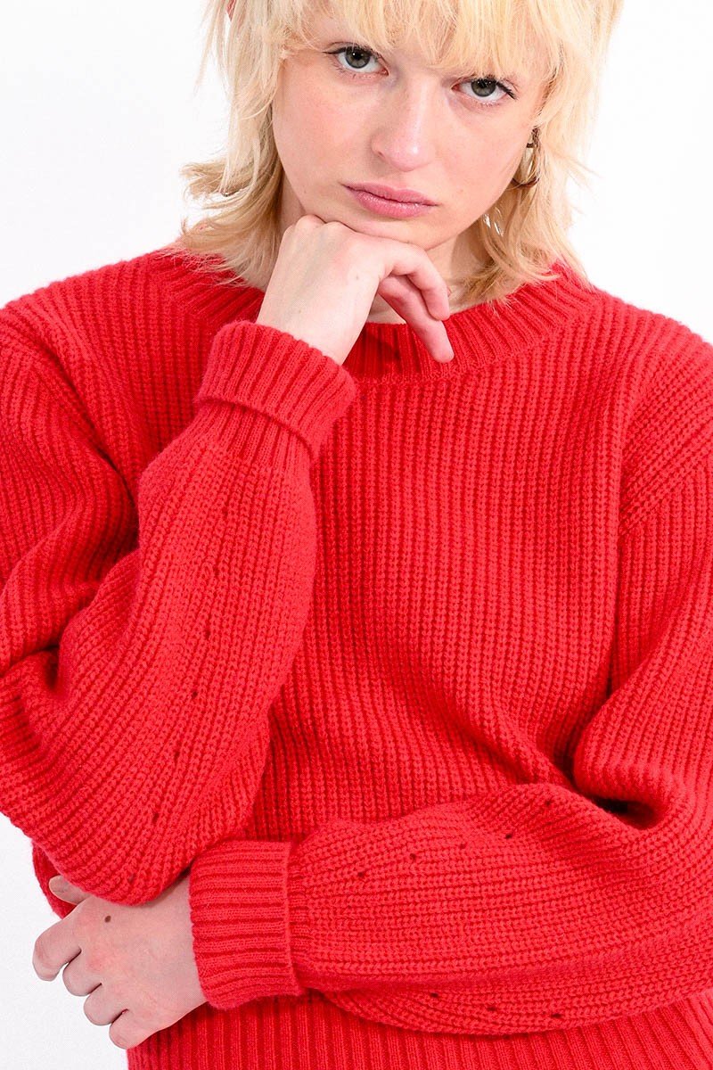 Ribbed Cutout Detailed Solid Sweater