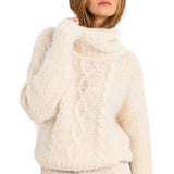 Cable Knit Fuzzy Turtleneck Sweater