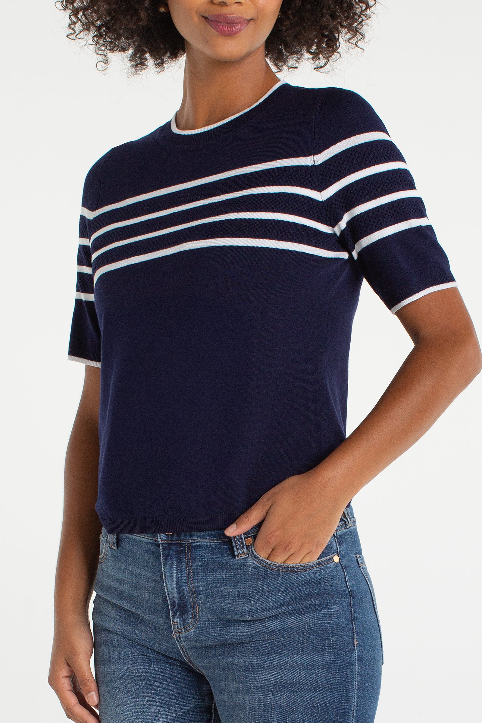 Short Sleeve Crew Neck Sweater