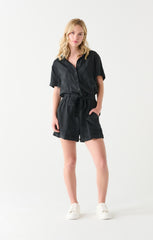 Short Sleeve Button Front Romper