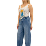 32" Chambray Drawstring Slim Wide Leg