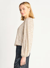 Elastic Detail Sequin Long Sleeve