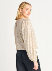 Elastic Detail Sequin Long Sleeve