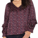 Long Sleeve Woven Blouse w/ Ruffles