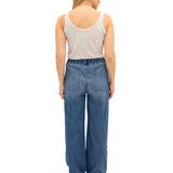 32" Chambray Drawstring Slim Wide Leg
