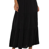 Tiered Woven Maxi Skirt W/ Smocked Waist