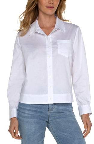 Button Up Shirt W/ Elastic Back Waist