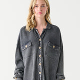 Washed Rib Button Front Shacket
