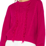 Long Sleeve Mock Neck Sweater w/ Fringe