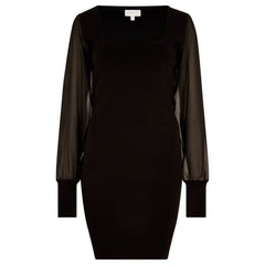 Square Neck Chiffon Sleeve Knit Dress