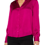 Long Sleeve Button Front Woven Shirt