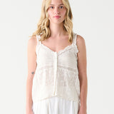 Embroidered Button Front Tank