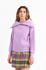 Cowl Neck Zip Sweater