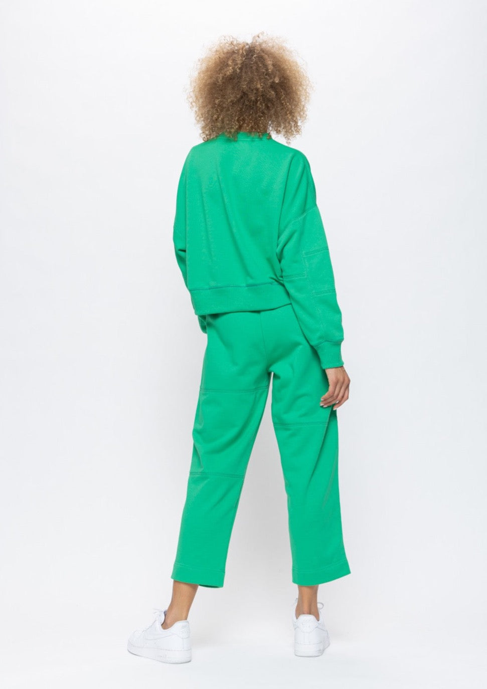 Bright Elastic Waist Pant- Set - Green