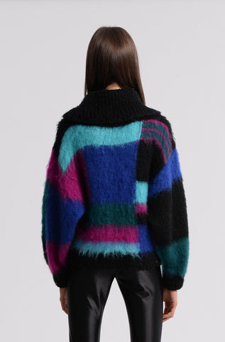 Multi Color Brushed Round Neck Sweater