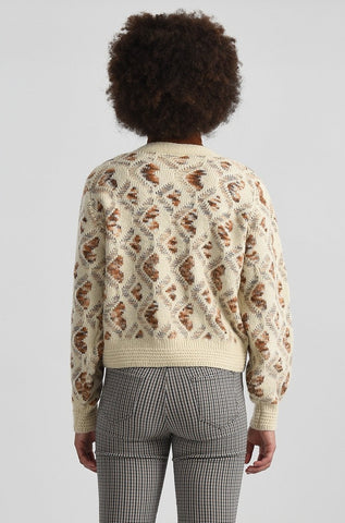 Printed Button Up Sweater Cardigan