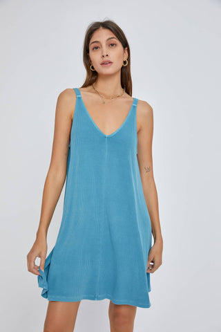 Ribbed V Neck Mini Dress