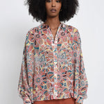 Collared Print Button Up Long Sleeve - Copper Sharon