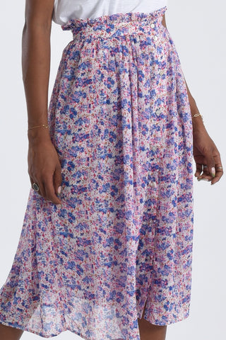 Printed Flowy Midi Skirt