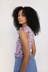 Flare Cap Sleeve Printed Top