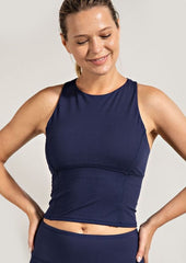 Crop Key Hole Back Sleeveless - Navy