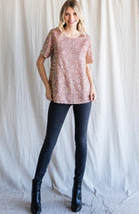 Foil Sparkling Texture Short Sleeve