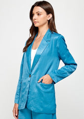 Oversized Single Button Blazer - Seabreeze