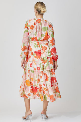 Floral Tiered Long Sleeve Dress