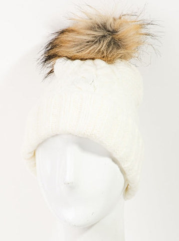 Soft Cable Knit Pom Beanie