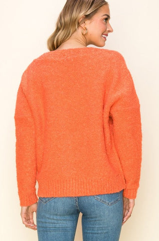 Boucle Yarn Button Down Cardigan
