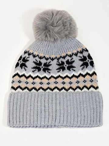 Winter Design Knitted Pom Beanie
