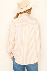 Striped Button Up Long Sleeve - Lt Orange