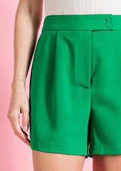 Button Elastic Back Shorts - Kelly Green