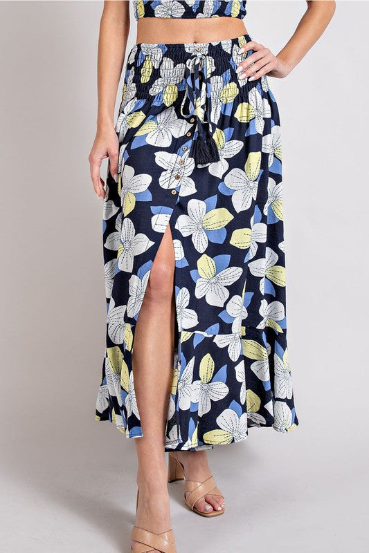 Printed Floral Midi Skirt