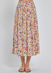 Floral Elastic Tiered Skirt
