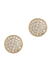 Round Disc Stud Earrings - Gold