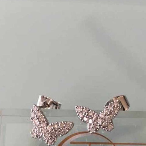Papillion Stud Earrings - White Gold