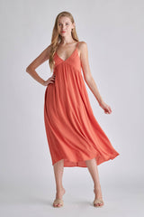 V Neck Spaghetti Strap Flowy Dress