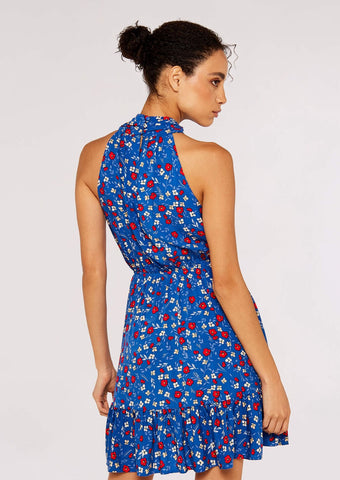 Floral Keyhole Front Halter Dress