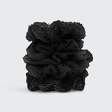 Assorted Textured Scrunchies - Black