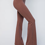 High Waist Band Bell Bottom Leggings - Smoky Topaz
