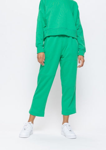 Bright Elastic Waist Pant- Set - Green