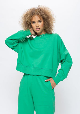 Bright Crew Neck Sweatshirt- Set - Green