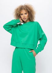 Bright Crew Neck Sweatshirt- Set - Green