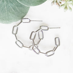 Textured Chain Link Hoop Earrings